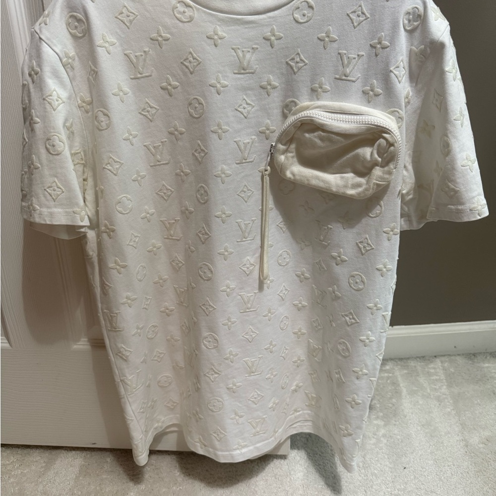 White Louis Vuitton Men's Shirt with Velcro pouch